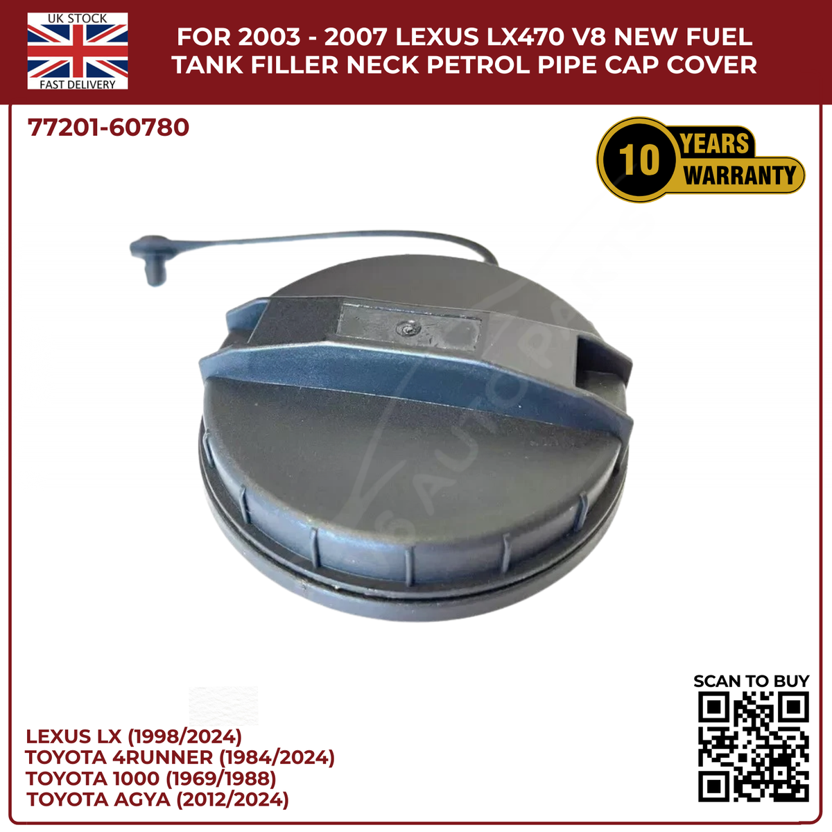 For 2003 - 2007 LEXUS Lx470 V8 New Fuel Tank Filler Neck Petrol Pipe Cap Cover