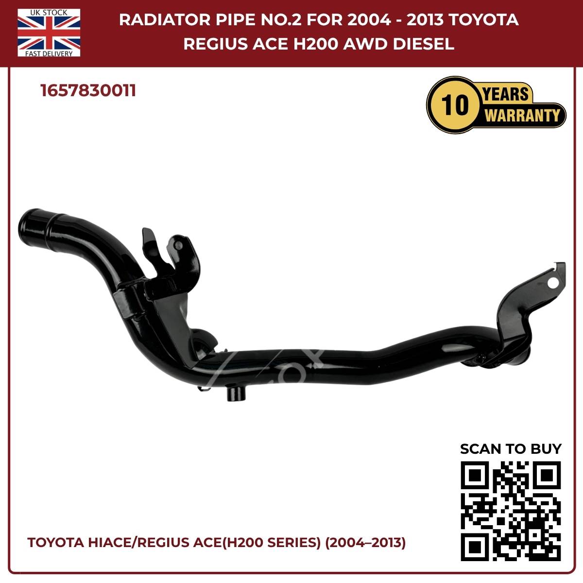 Toyota Hiace Radiator Pipe No.2 (2004–2013, Diesel 2.5L / 3.0L) – Direct Fit Replacement | Part No. 1657830011