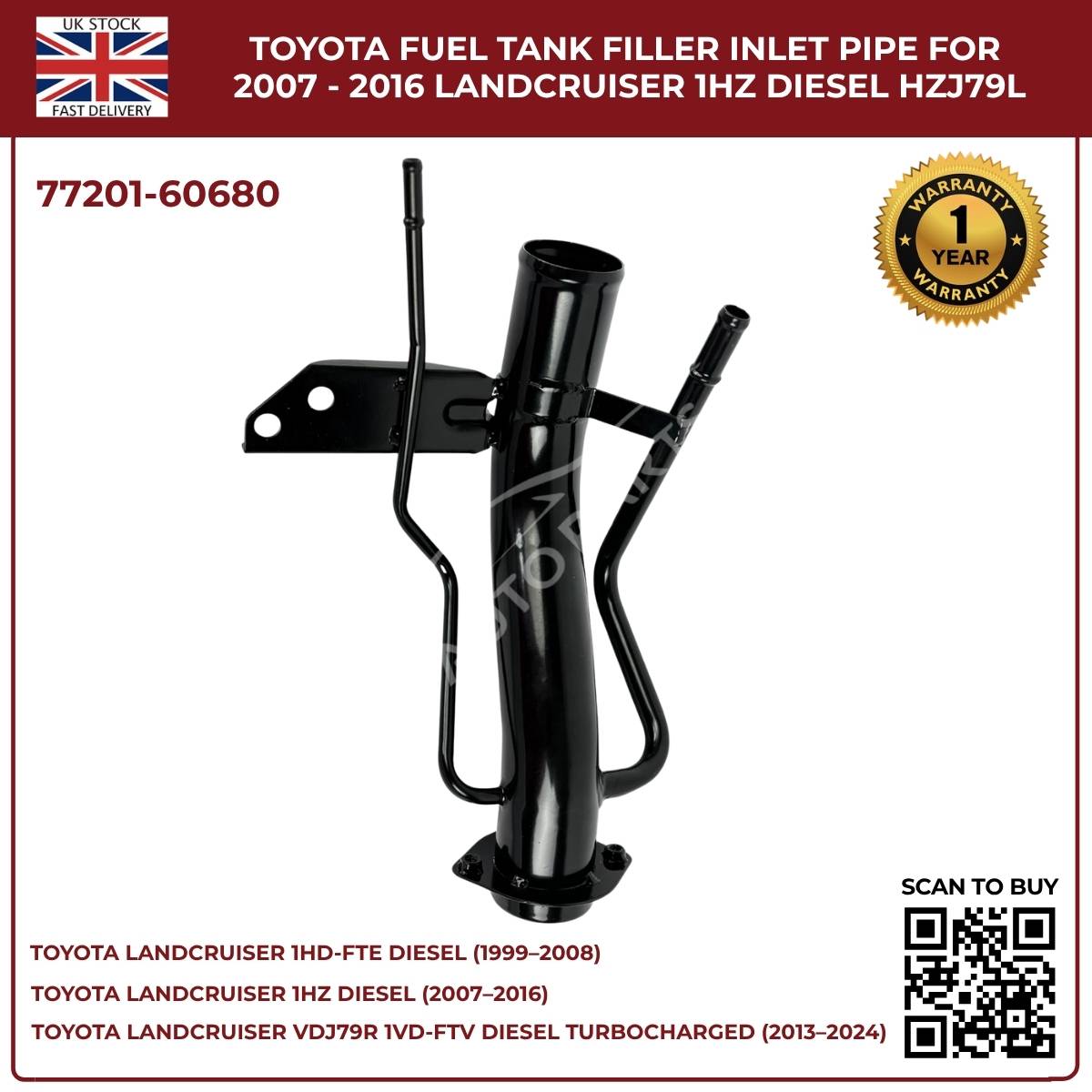 image of Toyota LandCruiser fuel tank filler neck replacement 77201-60680