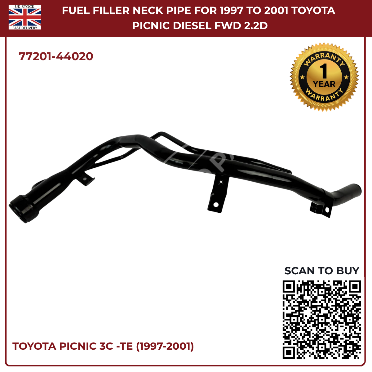 Toyota Picnic Fuel Tank Filler Neck Pipe – Diesel MPV 1997–2001 | Part 77201-44020