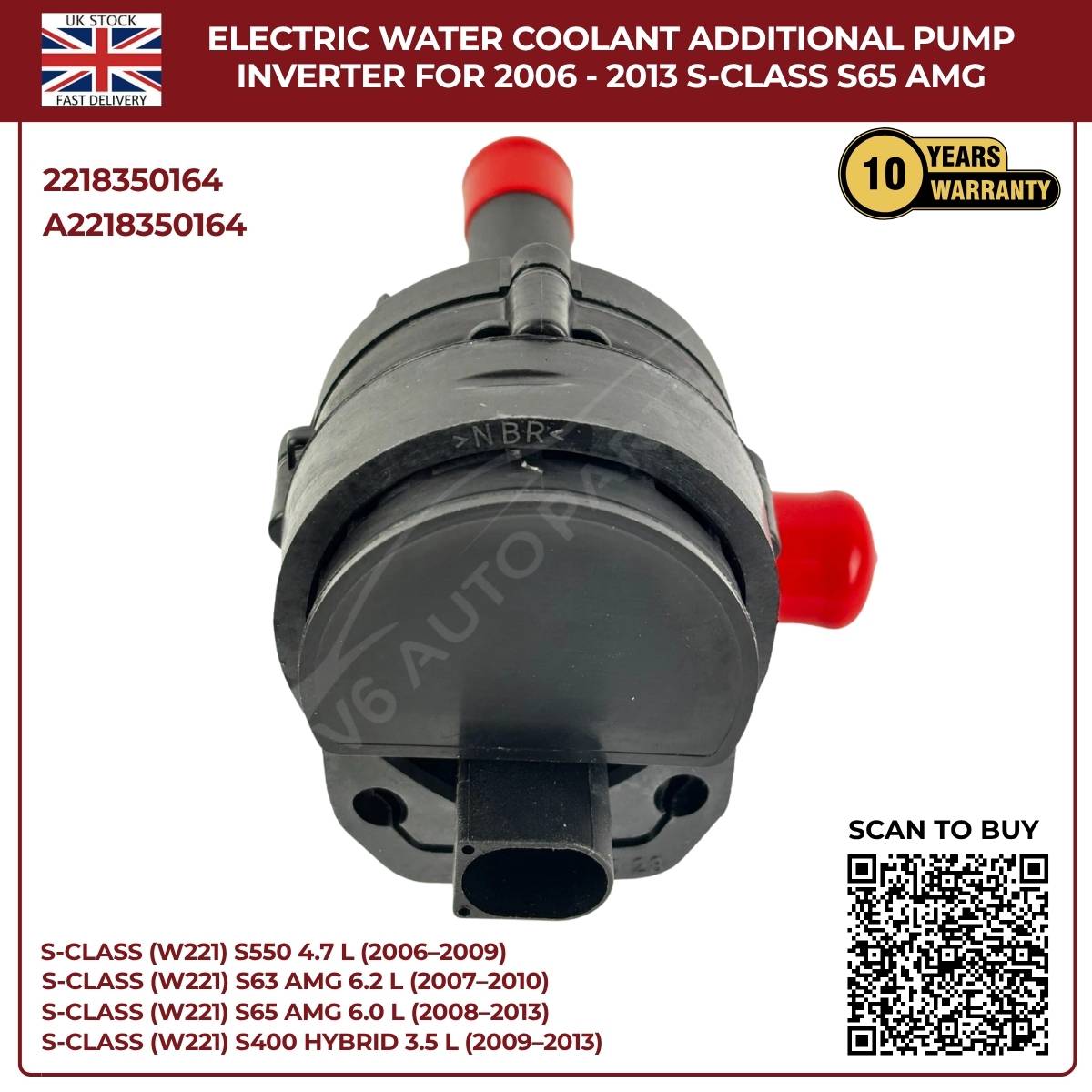 Mercedes-Benz W221 S-Class 4MATIC Electric Water Pump 2-Pin (2006–2013)