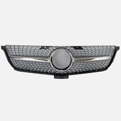 For Mercedes M‑Class W166 ML300/320/400 Front Radiator Grille (2012–2016) – Diamond Chrome
