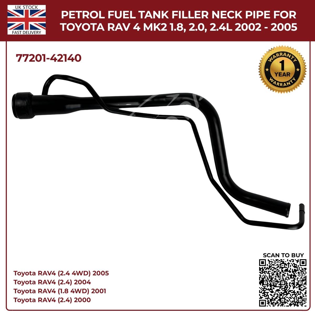 Image of replacement fuel tank filler neck pipe 77201-42140 for Toyota RAV4