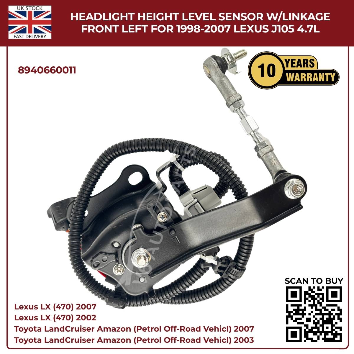 image of Front Left Ride Height Sensor for Toyota Land Cruiser 100 89406-60011
