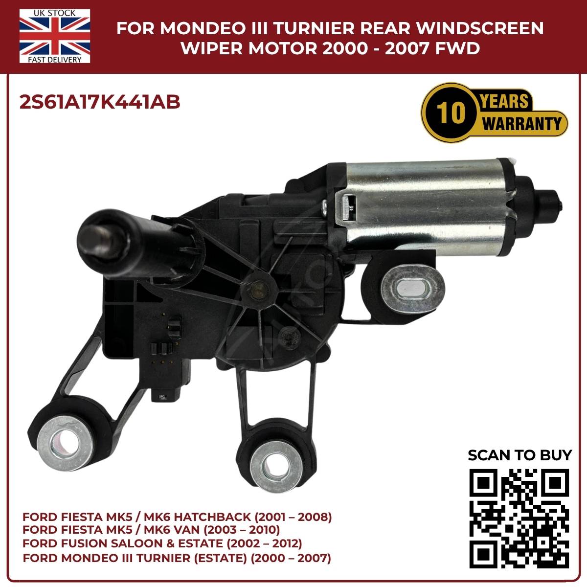Ford Fiesta MK5/MK6 Rear Windscreen Wiper Motor (2001–2010) – OEM Replacement 2S61A17K441AB