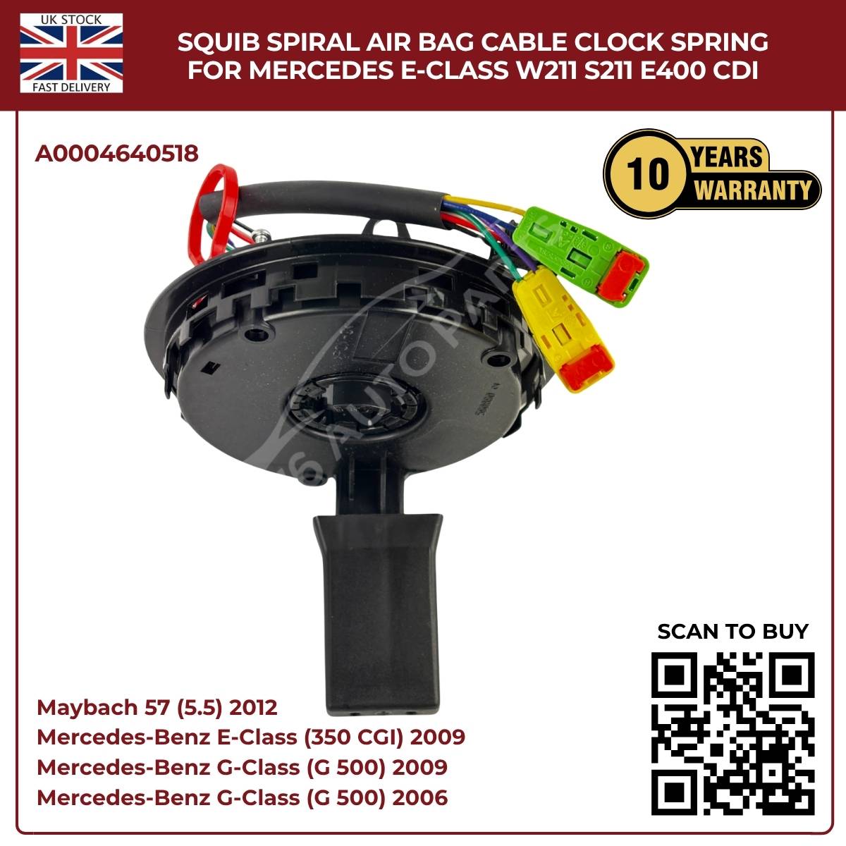 Airbag Clock Spring Spiral Cable A0004640518 for Mercedes-Benz E-Class, G-Class & Maybach