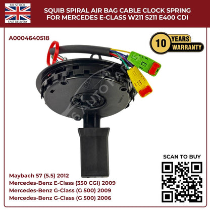 Airbag Clock Spring Spiral Cable A0004640518 for Mercedes-Benz E-Class, G-Class & Maybach