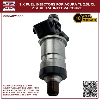 2PCS Fuel Injectors for Honda CR‑V MK1 2.0L Petrol (1997‑1998) | OEM 06164‑P2J‑000 Replacement