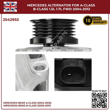 Mercedes Alternator SG9B121 / 2542955 — A-Class W169 & B-Class W245 1.5L / 1.7L Petrol FWD (2004–2012)