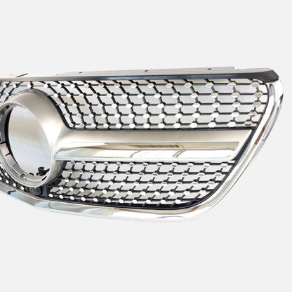 168CF Frontstoßstange Diamond Silver Grille für 2014–2022 Benz VITO BOX VAN W447 Chrom 