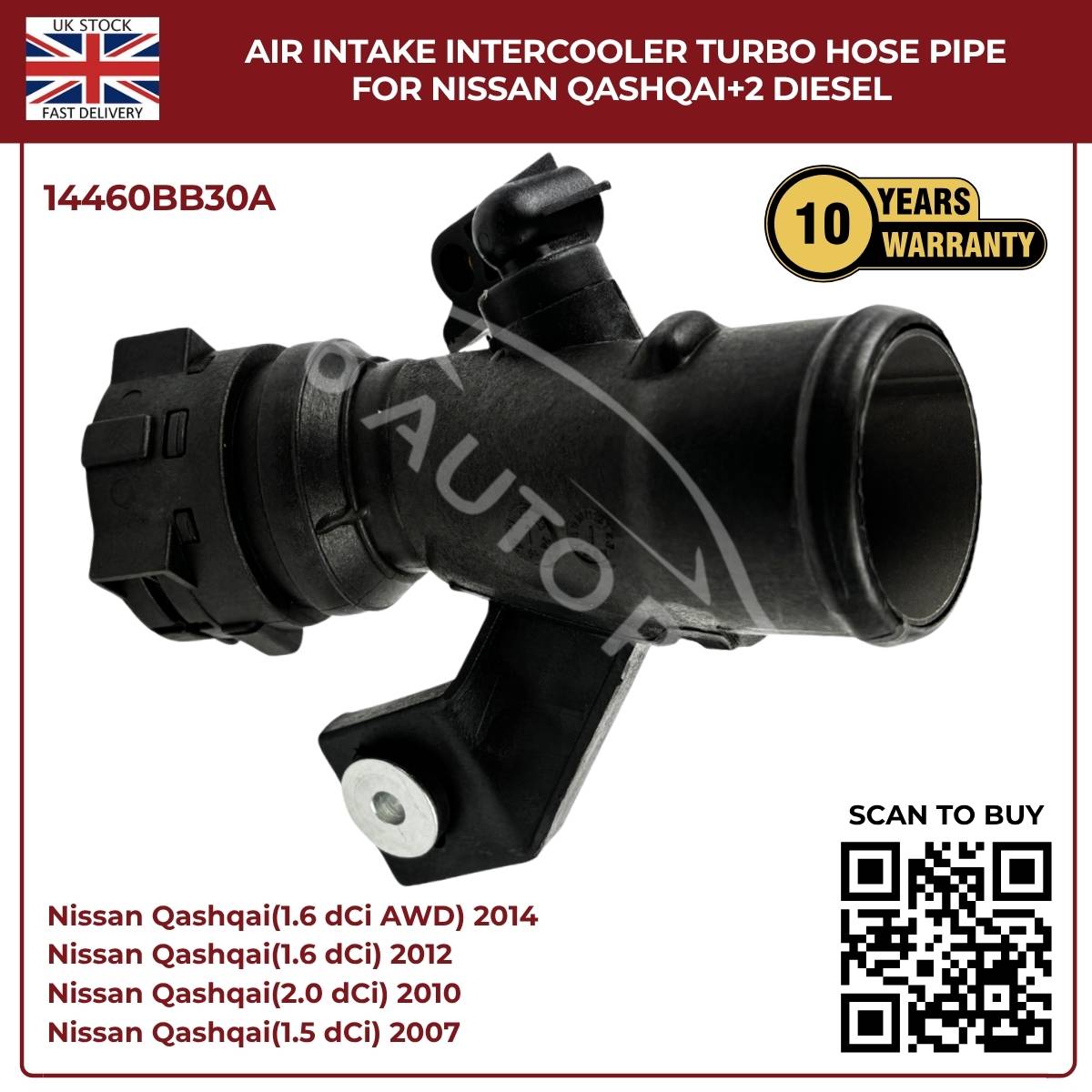 Air Intake Intercooler Turbo Hose Pipe For Nissan Qashqai+2 Diesel