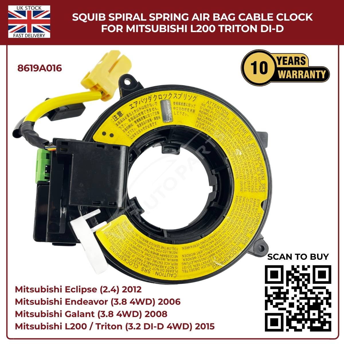 Squib Spiral Spring Airbag Clock Cable for Mitsubishi L200 Triton DI-D