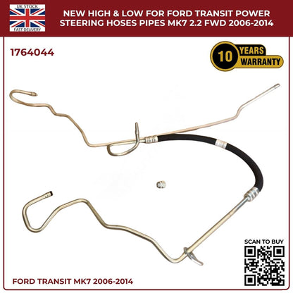 Image of Ford Transit MK7 2.2 FWD power steering high and low hoses 1764044 + 1744753, close-up view