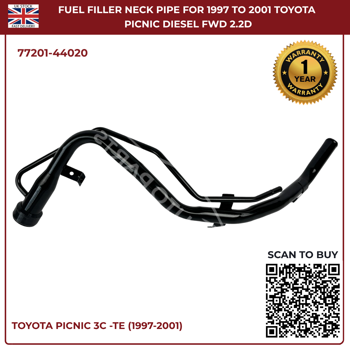 Toyota Picnic Fuel Tank Filler Neck Pipe – Diesel MPV 1997–2001 | Part 77201-44020
