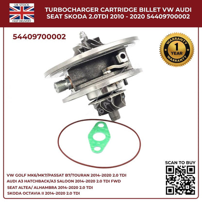 Turbocharger Cartridge Billet – Audi VW SEAT Skoda 2.0 TDI (2010–2020) | OEM 54409700002