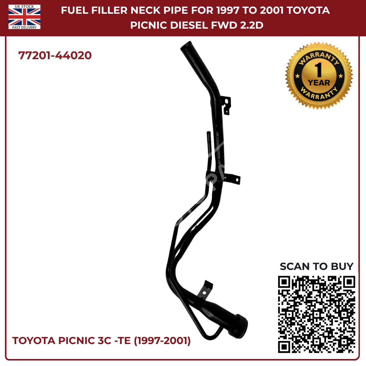 Toyota Picnic Fuel Tank Filler Neck Pipe – Diesel MPV 1997–2001 | Part 77201-44020