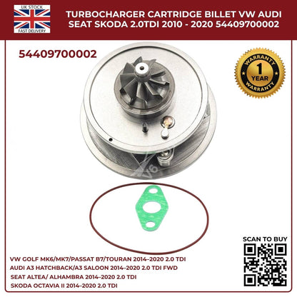 Turbocharger Cartridge Billet – Audi VW SEAT Skoda 2.0 TDI (2010–2020) | OEM 54409700002
