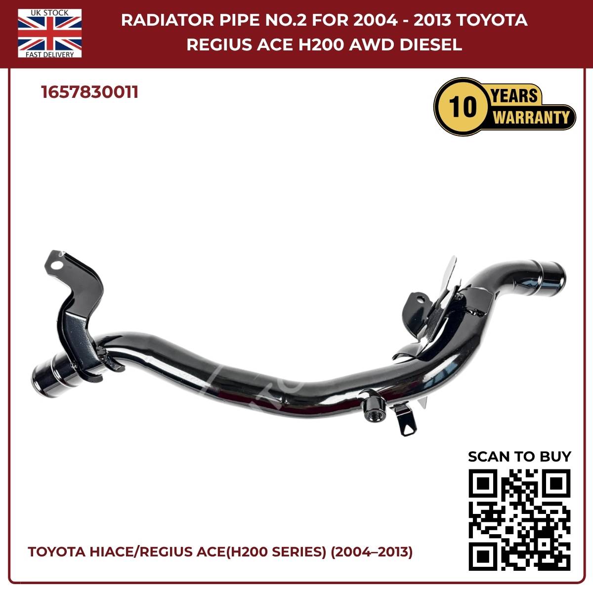 Toyota Hiace Radiator Pipe No.2 (2004–2013, Diesel 2.5L / 3.0L) – Direct Fit Replacement | Part No. 1657830011