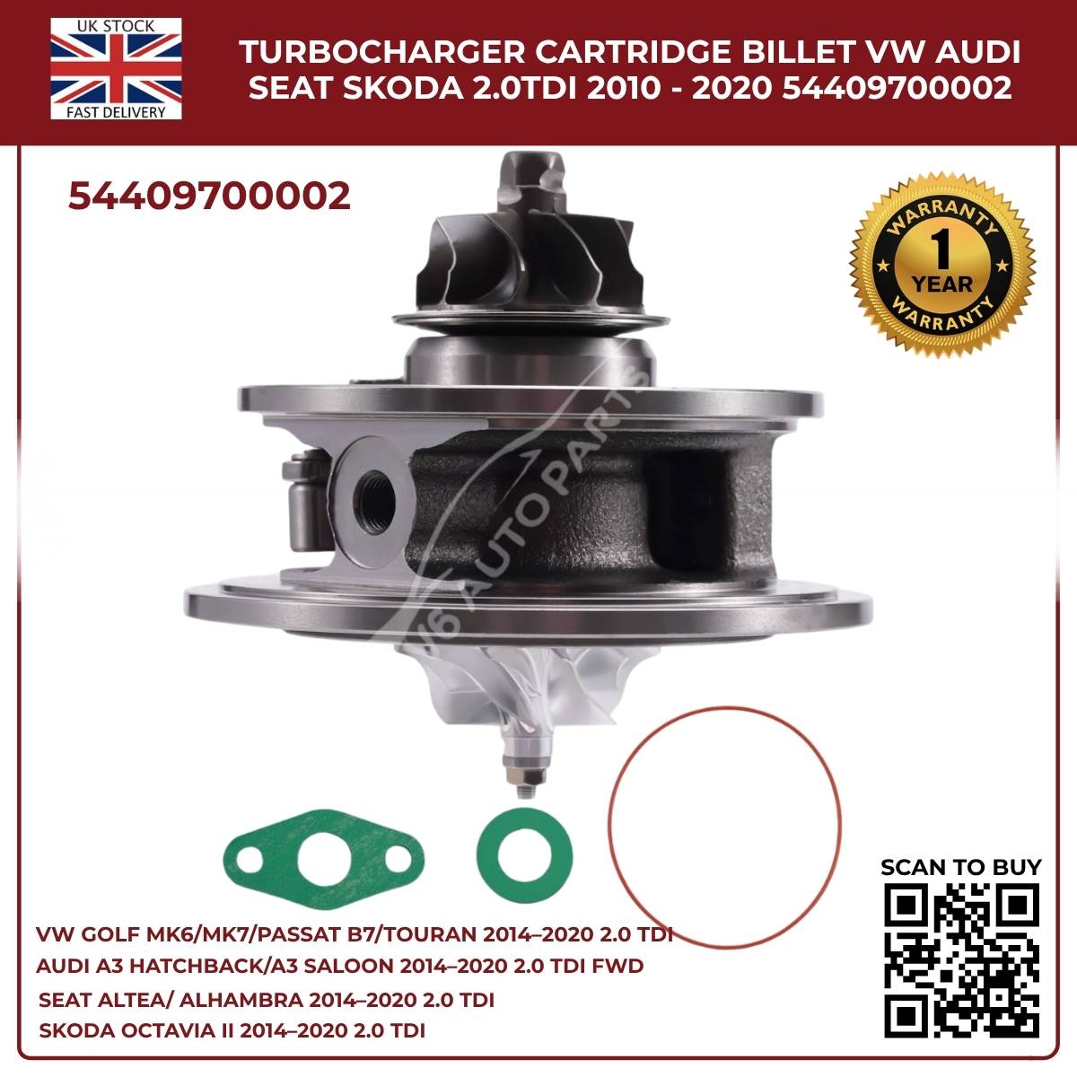 Turbocharger Cartridge Billet – Audi VW SEAT Skoda 2.0 TDI (2010–2020) | OEM 54409700002