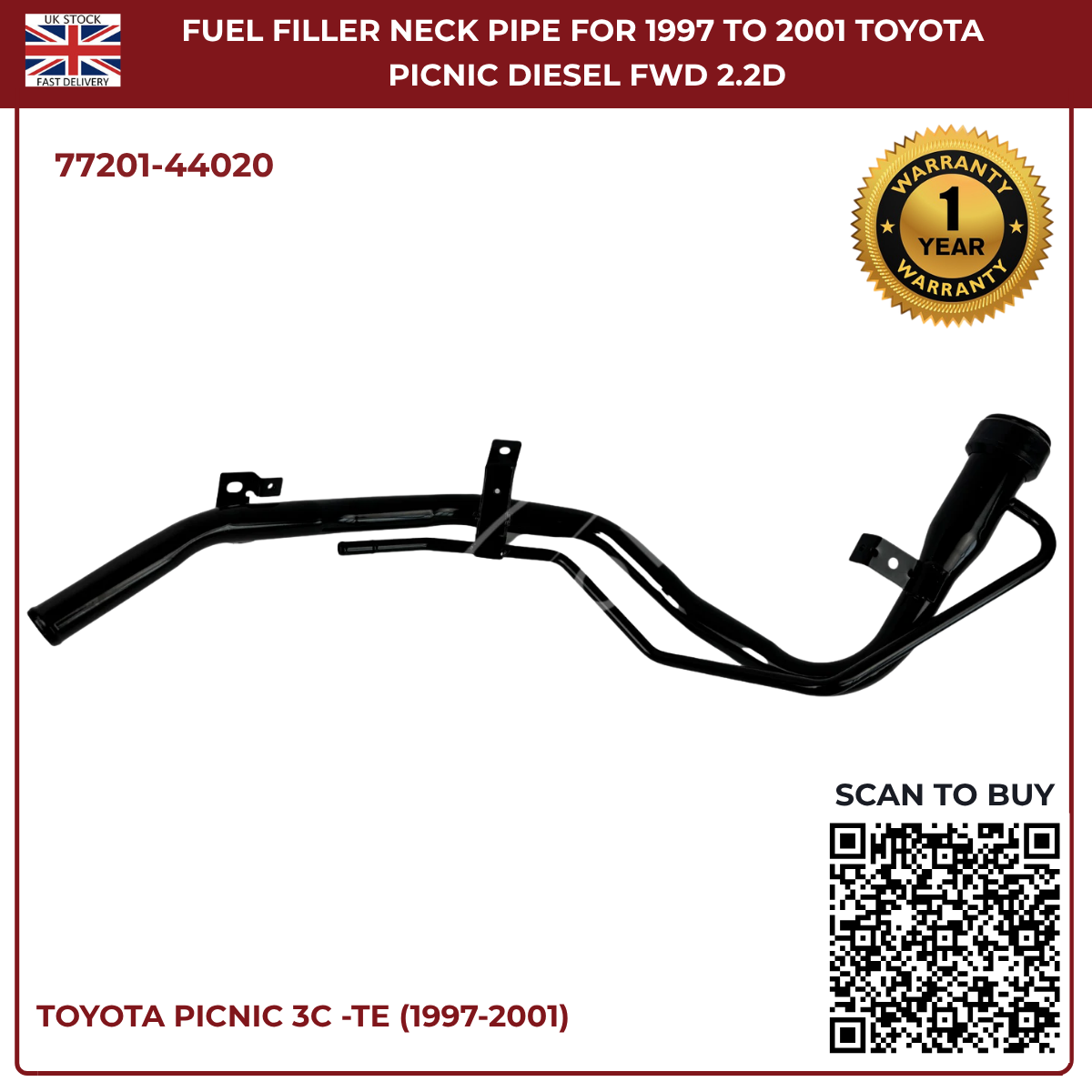 Toyota Picnic Fuel Tank Filler Neck Pipe – Diesel MPV 1997–2001 | Part 77201-44020