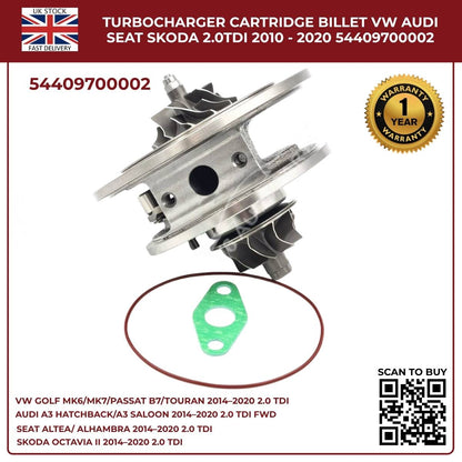 Turbocharger Cartridge Billet – Audi VW SEAT Skoda 2.0 TDI (2010–2020) | OEM 54409700002