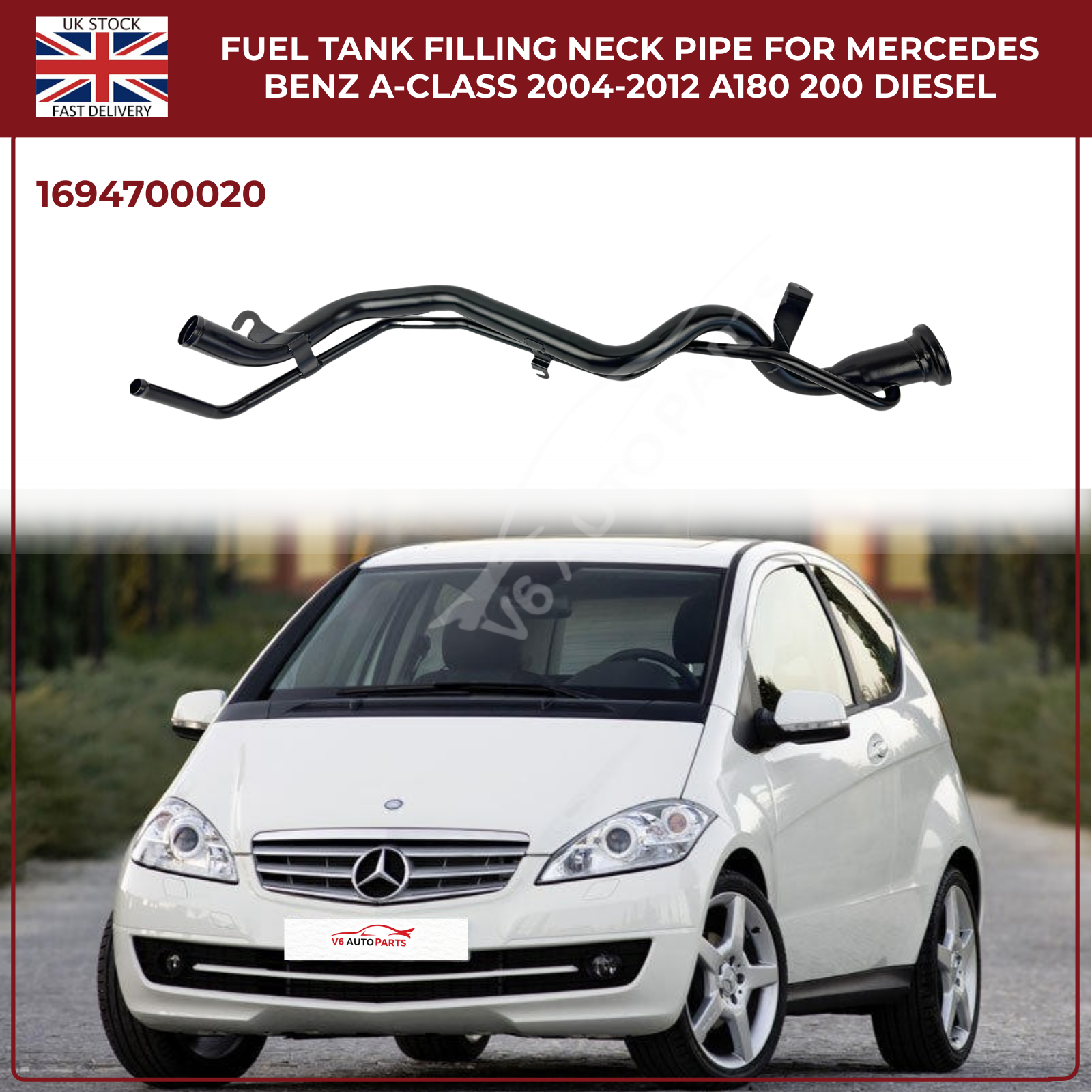 Fuel Tank Filler Neck Pipe For Mercedes-Benz A-Class W169 (2004–2012) A160 A170 CDI Diesel | OE Ref 1694700020