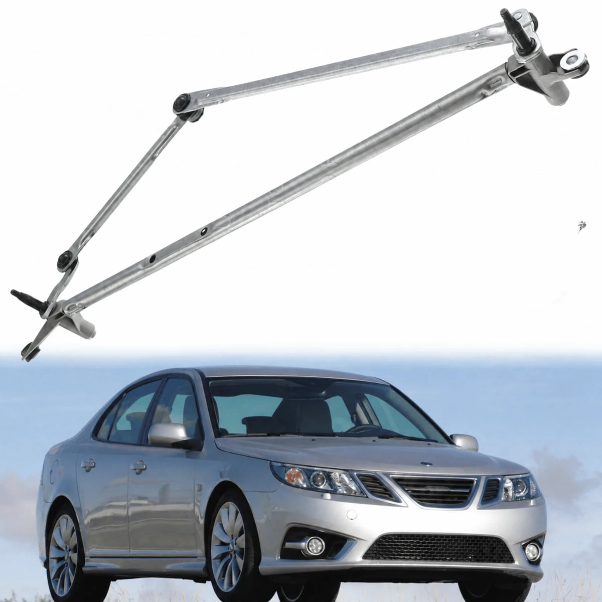 image of Saab 9-3 RHD Front Windshield Wiper Linkage Mechanism OEM 12757155