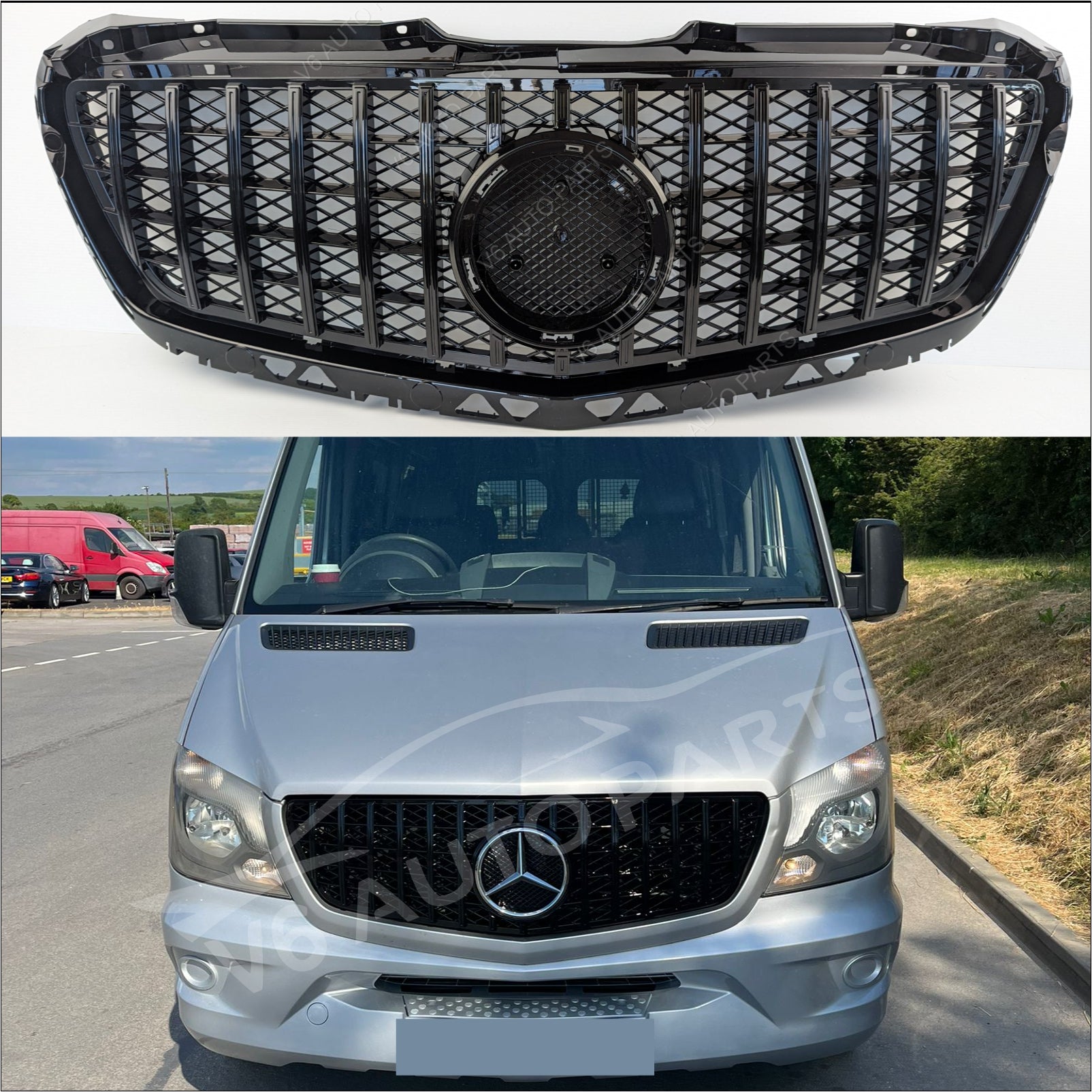 For Mercedes W906 319 Sprinter Panamericana Front Bumper Grille 2013-17 Facelift