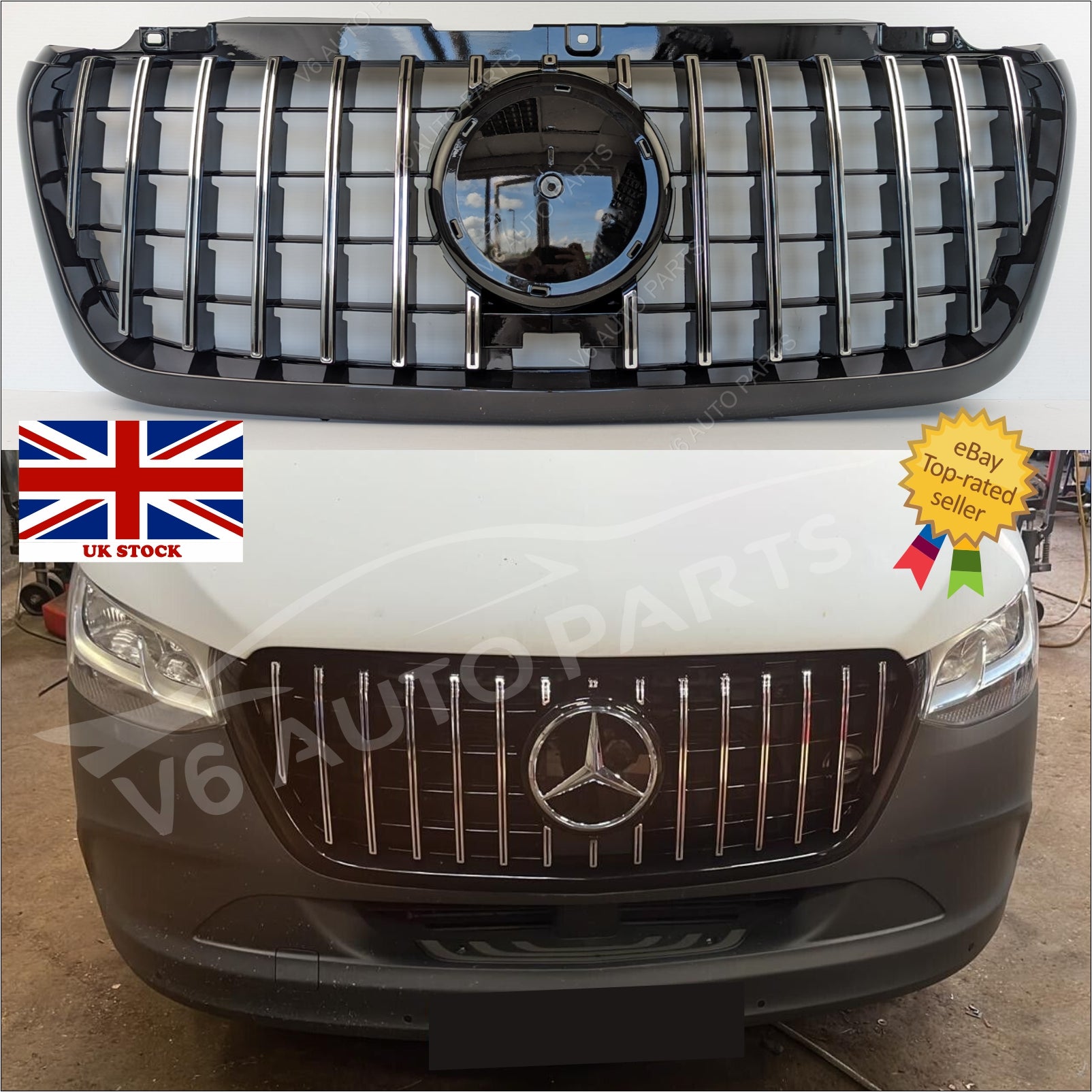 For Mercedes W907 Panamericana Front Radiator Grille Sprinter 2018-2023 Facelift