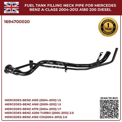 Image of Mercedes W169 fuel tank pipe 1694700020