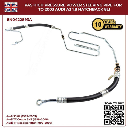 Image of Audi TT 1.8T high pressure PAS hose 8N0422893AA, close-up view