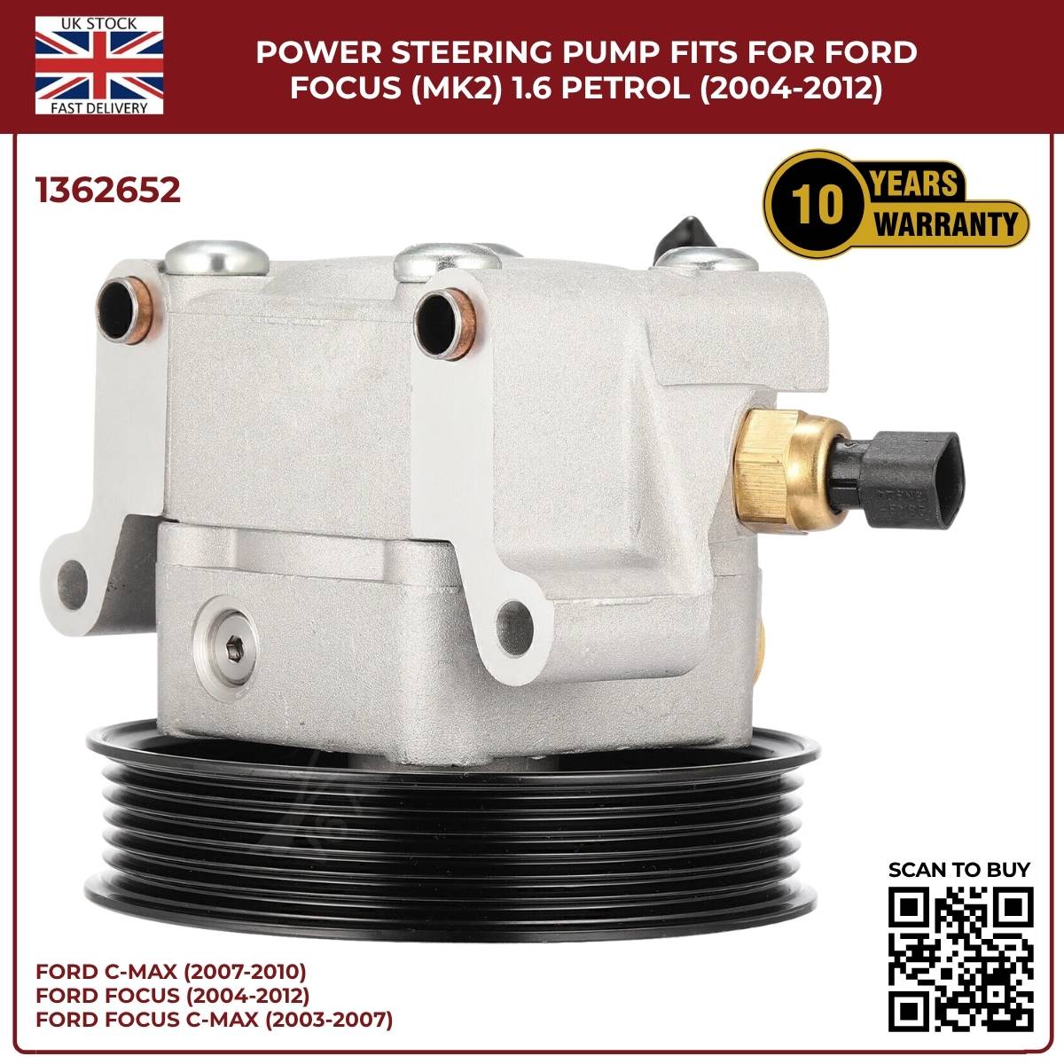 Power Steering Pump – Fits Ford Focus Mk2 1.6 Petrol (2004–2012) | OEM 4M513A696AD