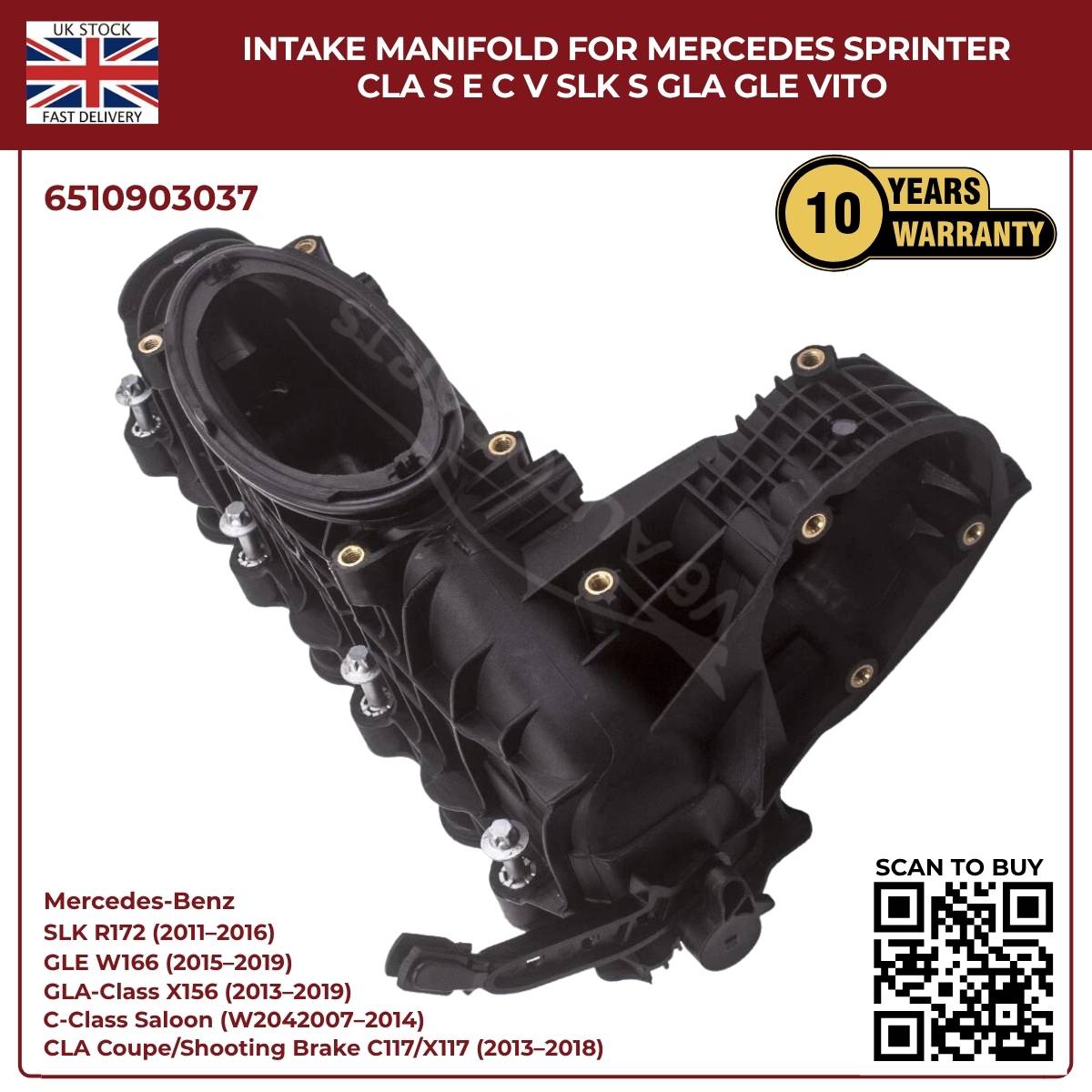 Intake Manifold OEM 6510903037 – Mercedes Sprinter, CLA, S-Class, E-Class, C-Class, Vito, SL, GLA, GLE