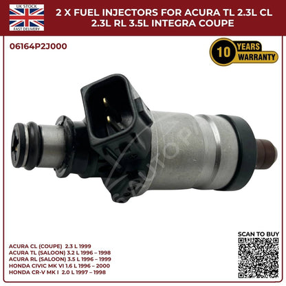 2PCS Fuel Injectors for Honda CR‑V MK1 2.0L Petrol (1997‑1998) | OEM 06164‑P2J‑000 Replacement