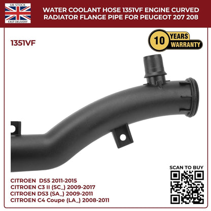 Water Coolant Hose  1351VF – Rear Right Engine Radiator Pipe for Peugeot & Citroën