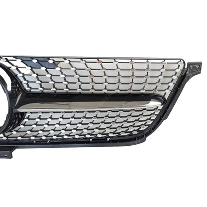 For Mercedes M‑Class X166 ML63 AMG Front Radiator Diamond Grille Black Chrome (2011–2016)