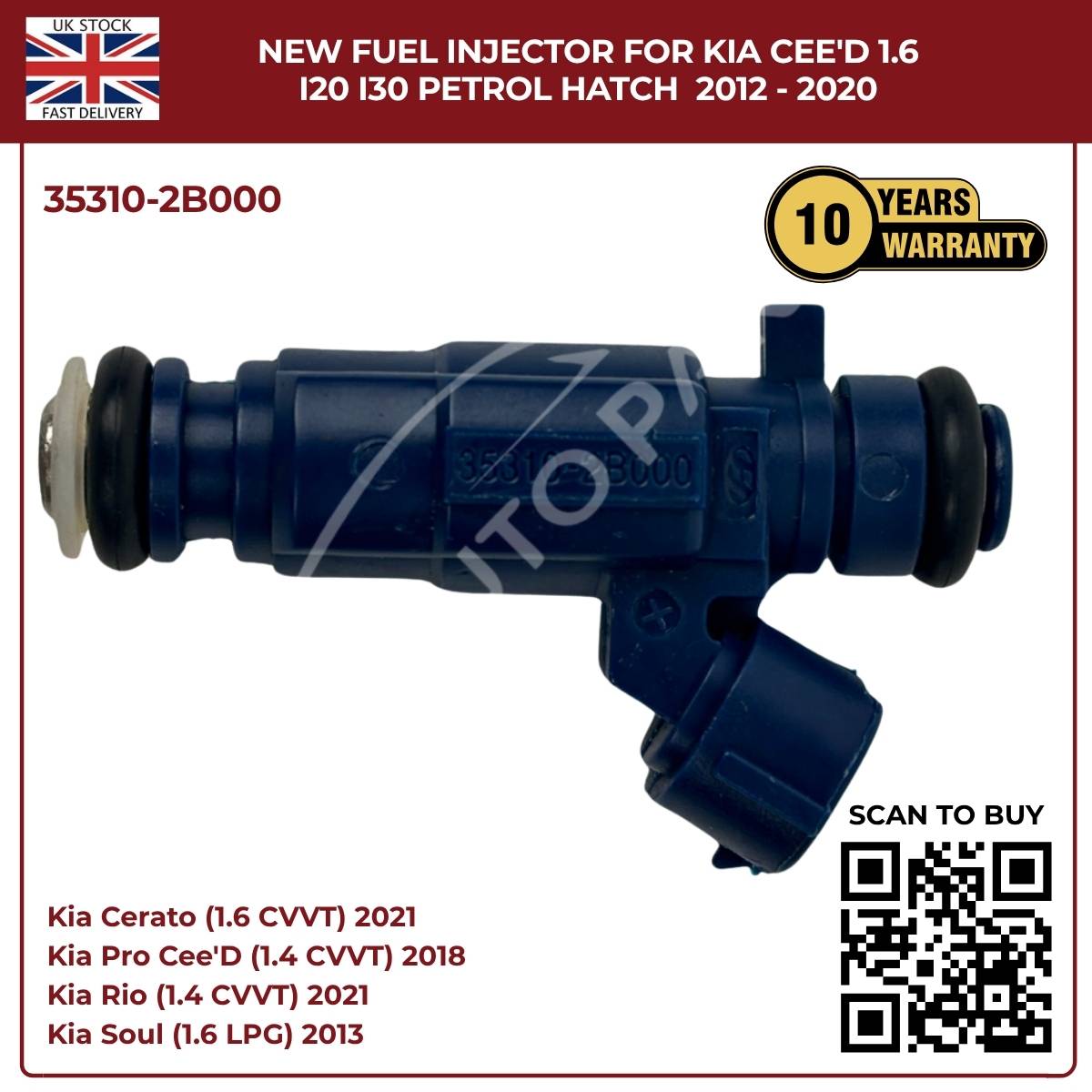 Fuel Injector 35310-2B000 | Fits Kia Cee’D, i20, i30 (2012–2020) 1.6 Petrol Hatch | OE Replacement