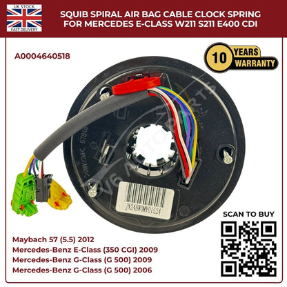 Airbag Clock Spring Spiral Cable A0004640518 for Mercedes-Benz E-Class, G-Class & Maybach