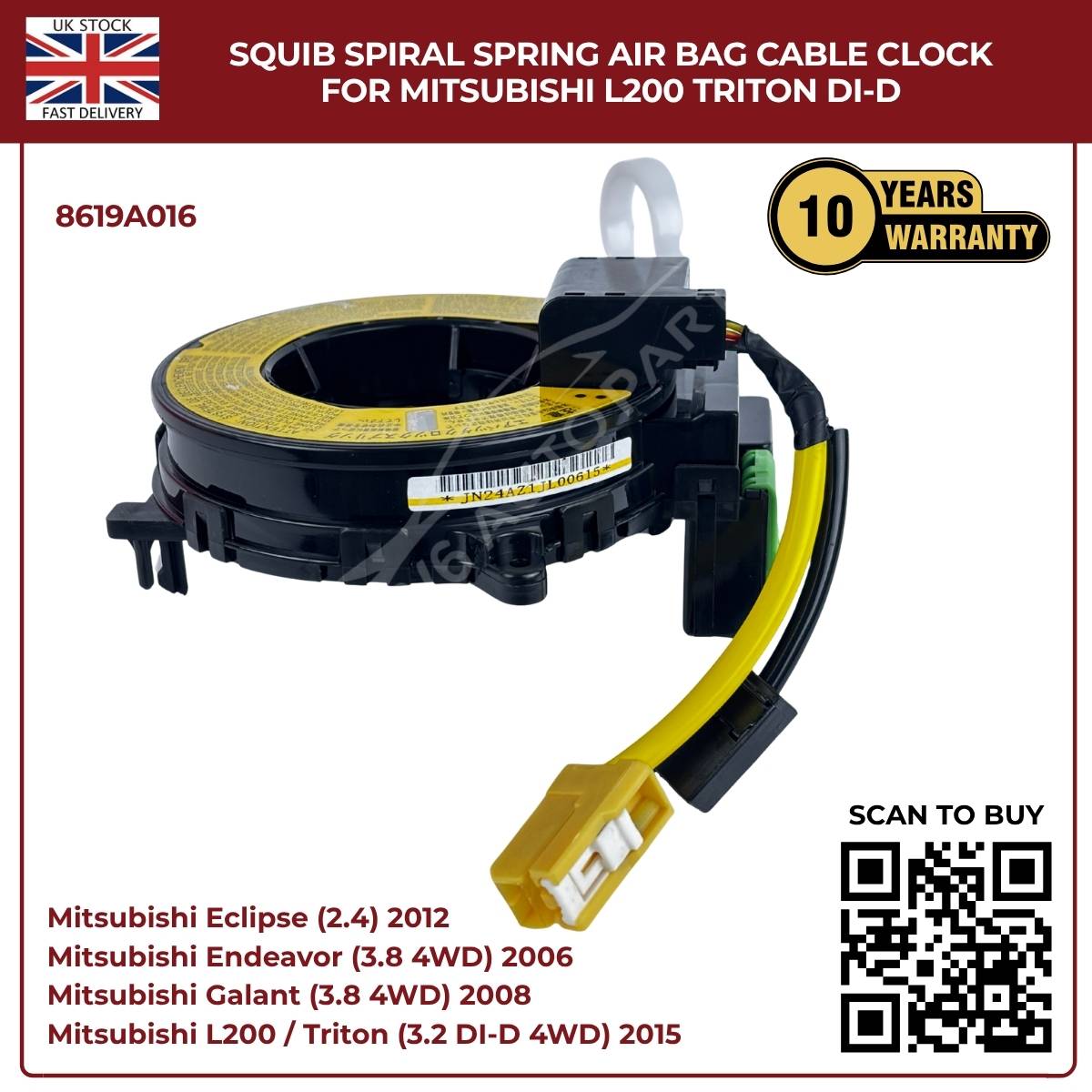 Squib Spiral Spring Airbag Clock Cable for Mitsubishi L200 Triton DI-D
