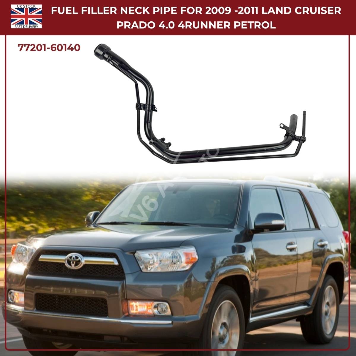 Fuel Tank Filler Neck Pipe For Toyota Land Cruiser Prado 150 & Toyota 4Runner Petrol (2009–2011) | OEM Ref 77201‑60140