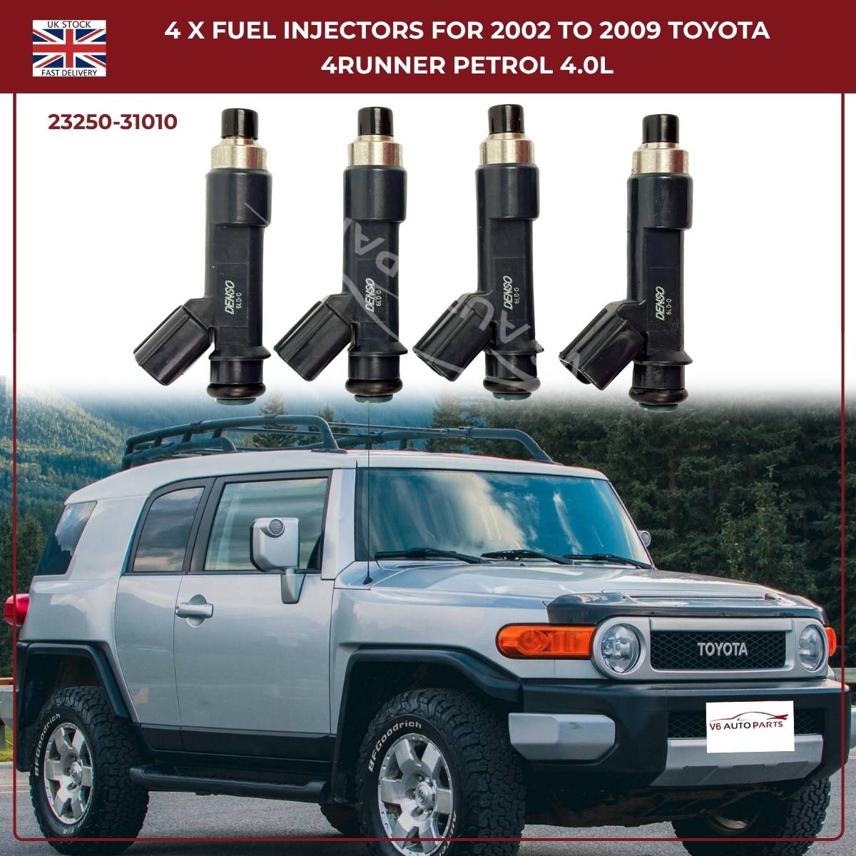 Fuel Injector Set of 4 – Fits 2003–2009 Toyota 4Runner 4.0L V6 Petrol (AWD/RWD) – OEM Replacement