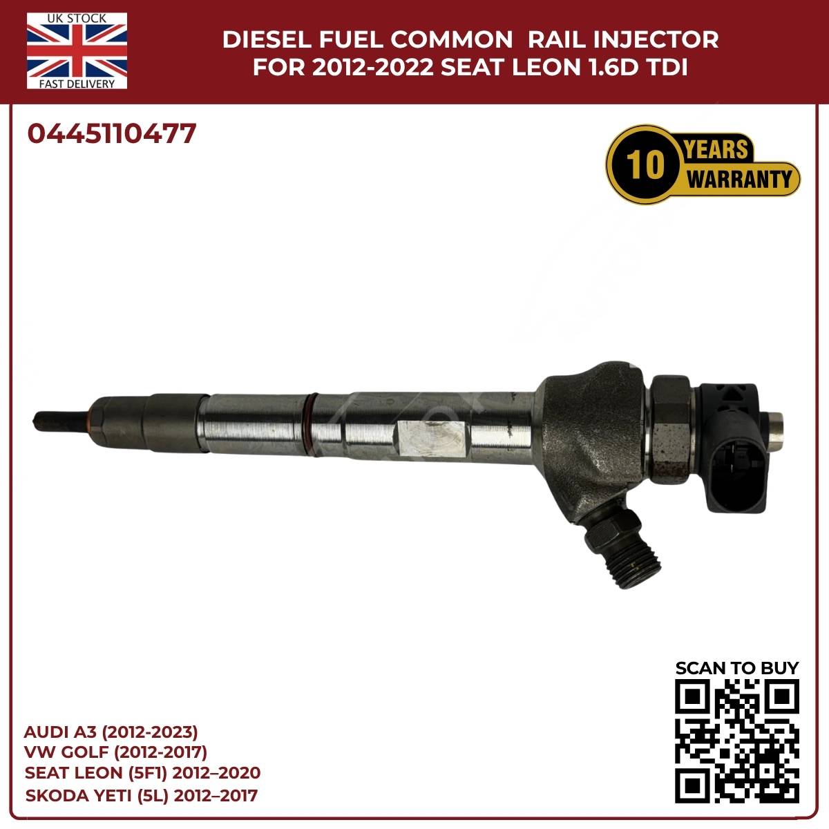 Seat Leon Diesel Injector 0445110477 – 1.6 TDI CR (2012–2022)