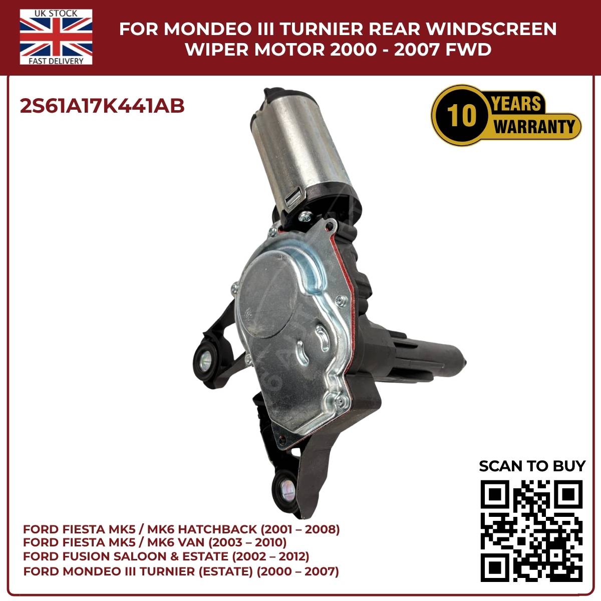 Ford Fiesta MK5/MK6 Rear Windscreen Wiper Motor (2001–2010) – OEM Replacement 2S61A17K441AB