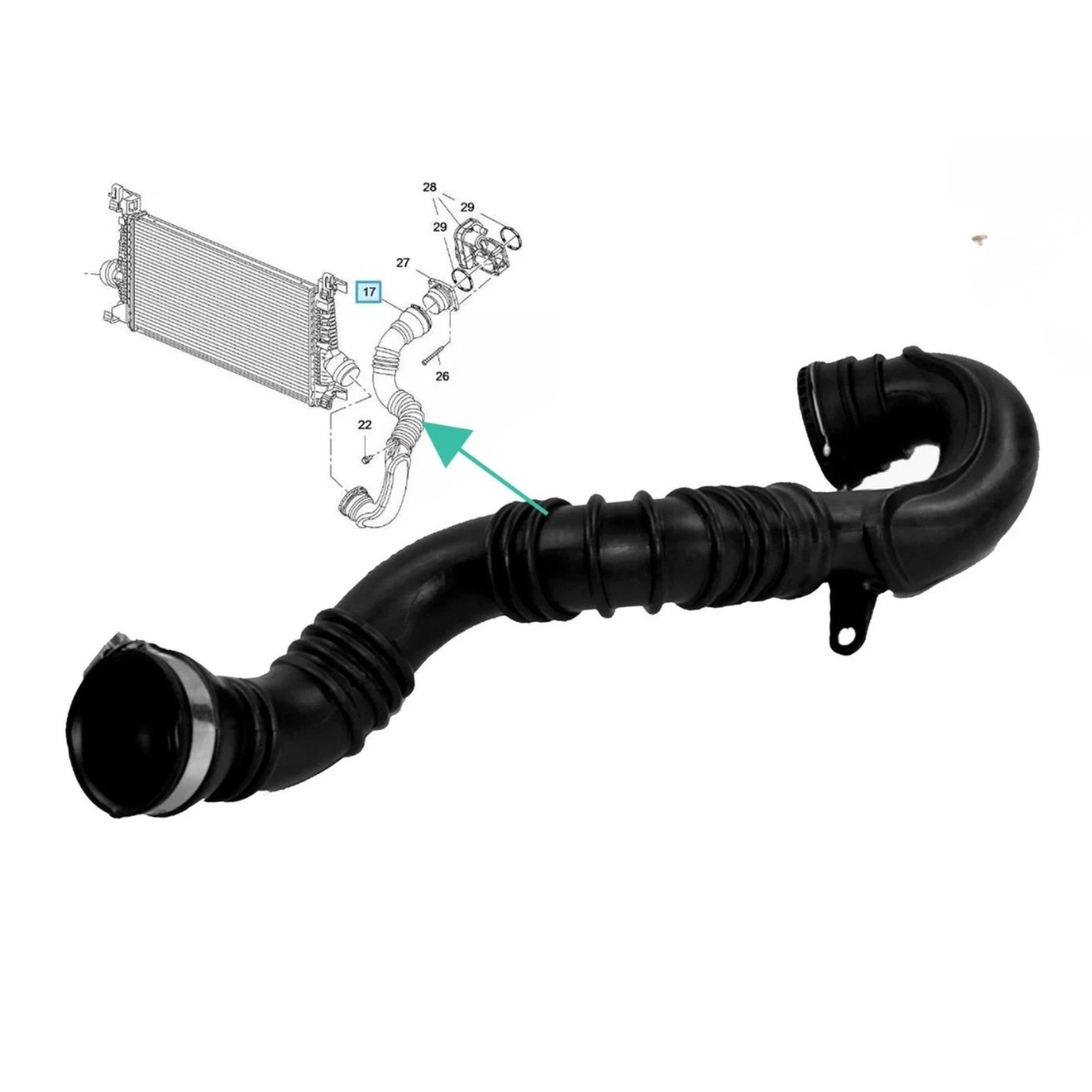 Left Turbo Boost Intercooler Outlet Hose Pipe For Vauxhall  Astra J 1.7  13265280