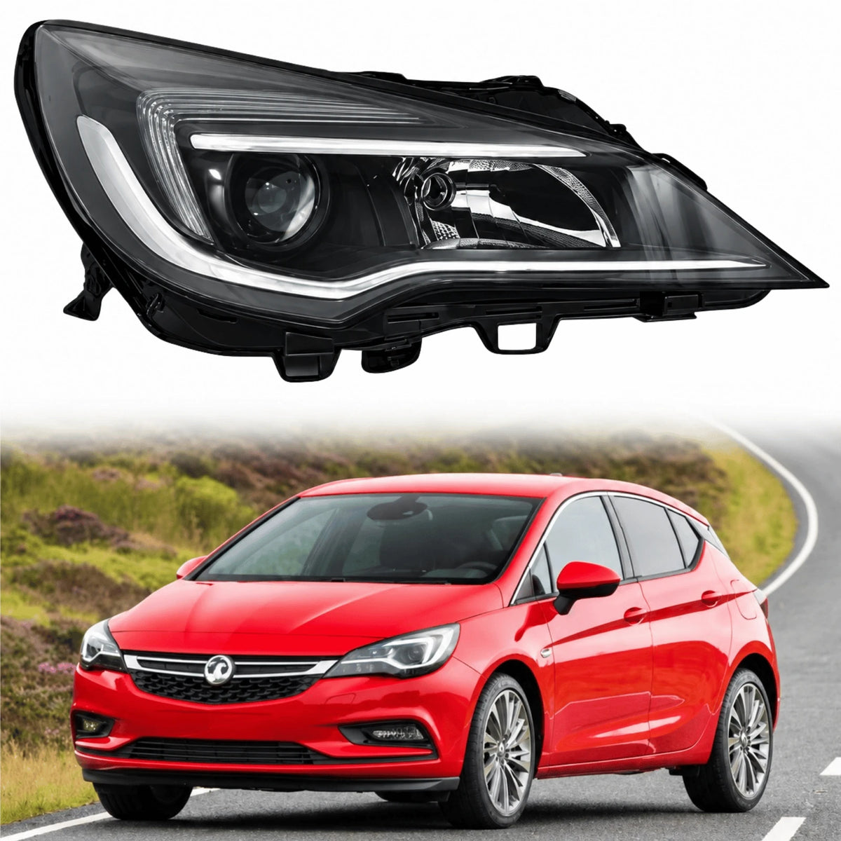 Image of Vauxhall Astra Mk7 Front Right Headlight Black Housing – 13488972