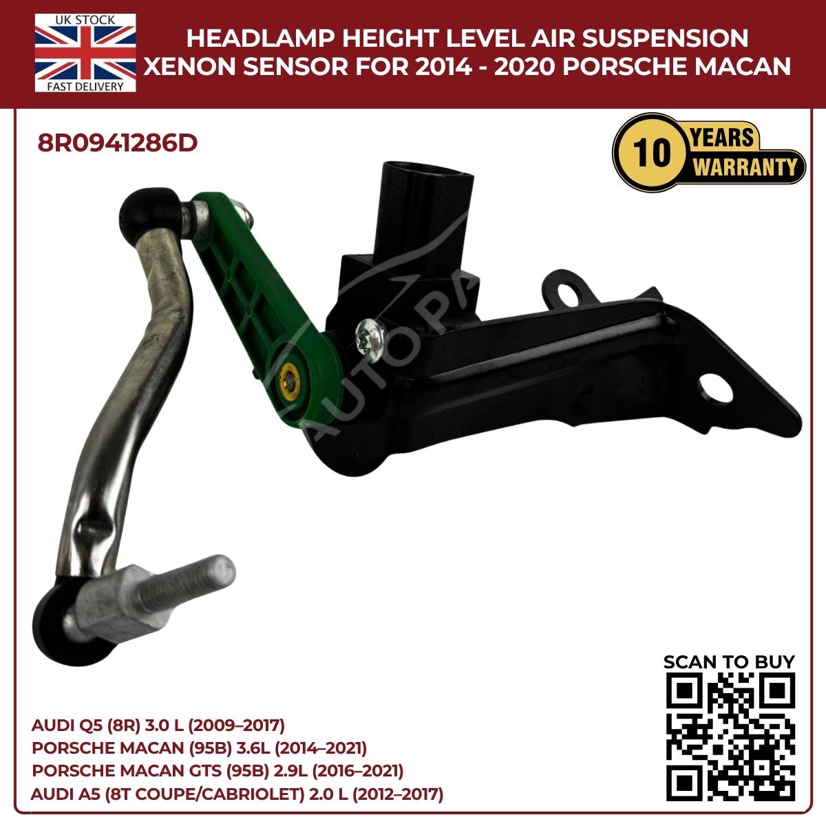 Front Right Suspension Height Level Sensor for Audi Q5 8R 8RB (2008–2017) SUV – OEM Replacement