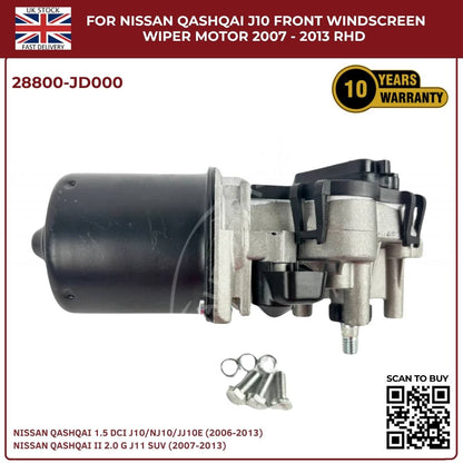 Front Windscreen Wiper Motor for Nissan Qashqai +2 JJ10 (2008–2013) – Replacement for 28800JD000