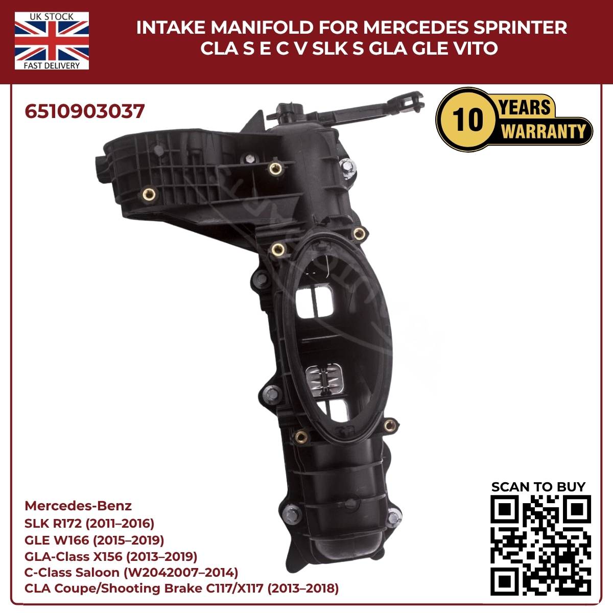 Intake Manifold OEM 6510903037 – Mercedes Sprinter, CLA, S-Class, E-Class, C-Class, Vito, SL, GLA, GLE