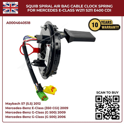 Airbag Clock Spring Spiral Cable A0004640518 for Mercedes-Benz E-Class, G-Class & Maybach