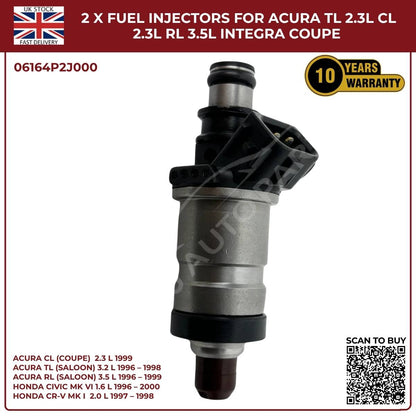 2PCS Fuel Injectors for Honda CR‑V MK1 2.0L Petrol (1997‑1998) | OEM 06164‑P2J‑000 Replacement